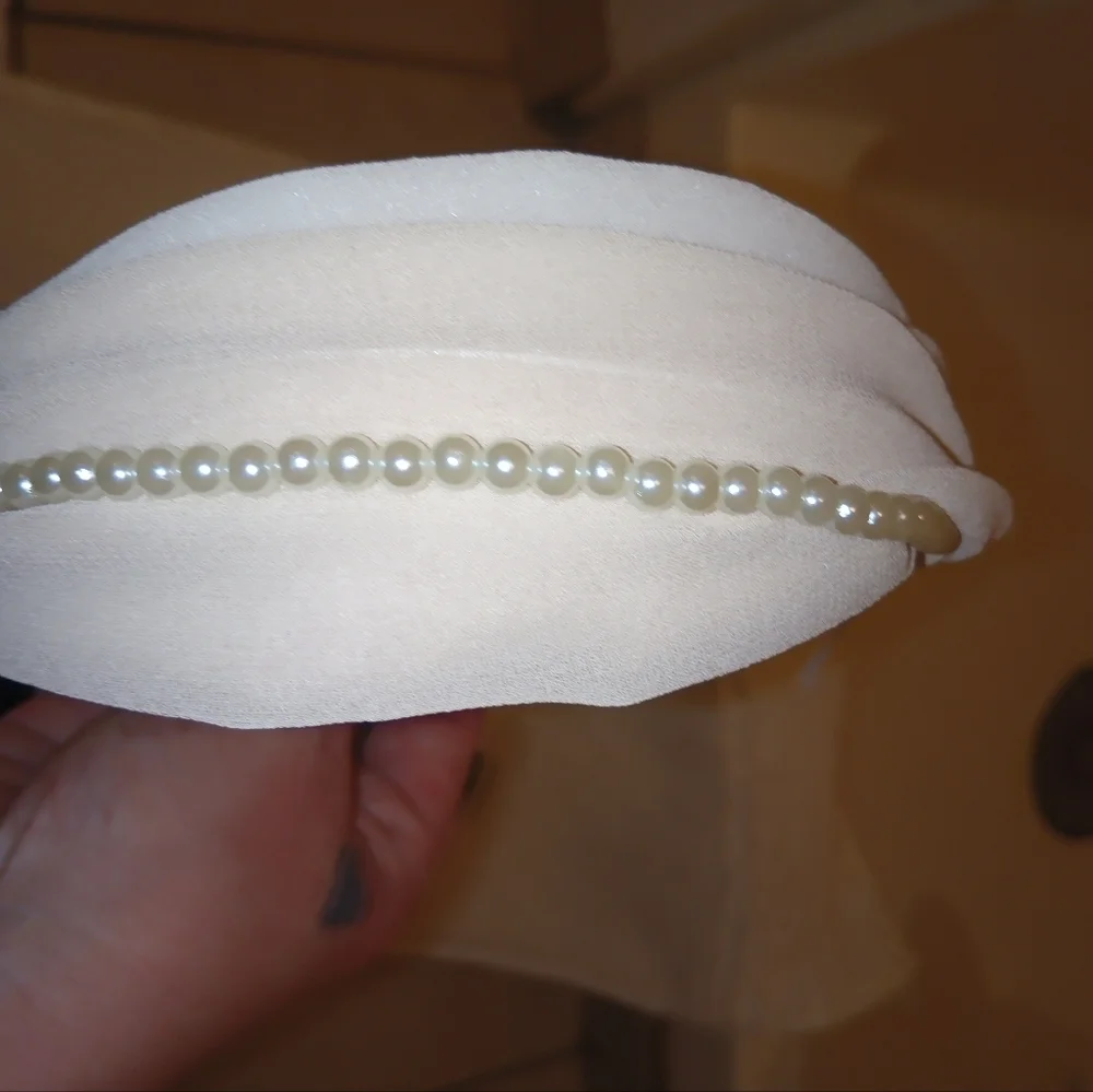 Preppy Elegant Pink Houndstooth & Pearl Knotted Wide Headband